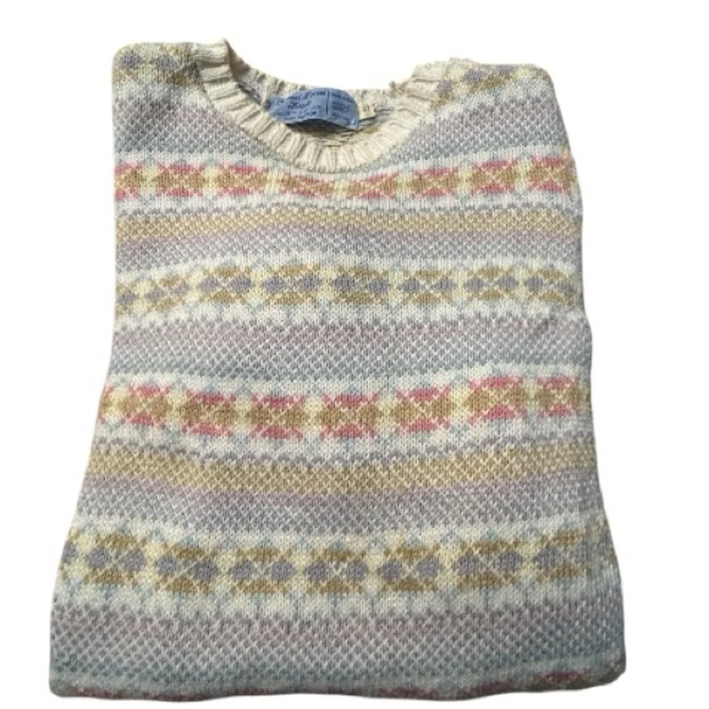 Fair Isle Style Hand Loom Scotland Woman’s Cozy Sweater Size Small Vintage EUC - Picture 7 of 11